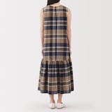 婦人　マドラスチェック　スリーブレスワンピース