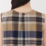 婦人　マドラスチェック　スリーブレスワンピース