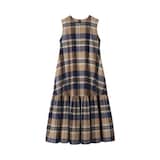 婦人　マドラスチェック　スリーブレスワンピース