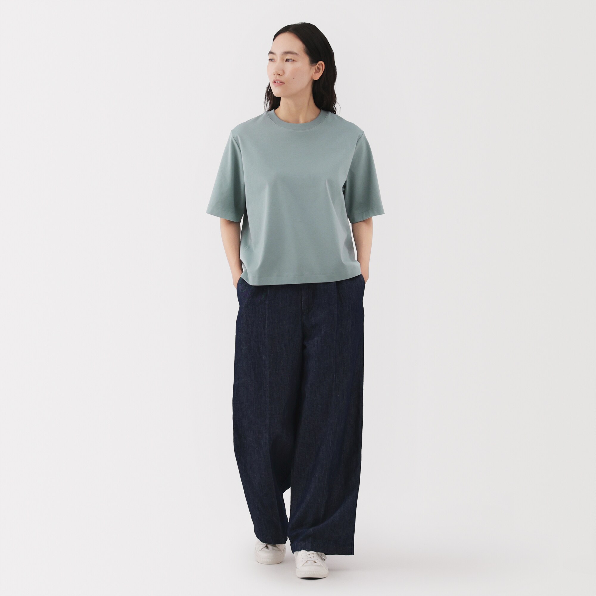婦人　涼感ＵＶカットクルーネックワイド半袖Ｔシャツ