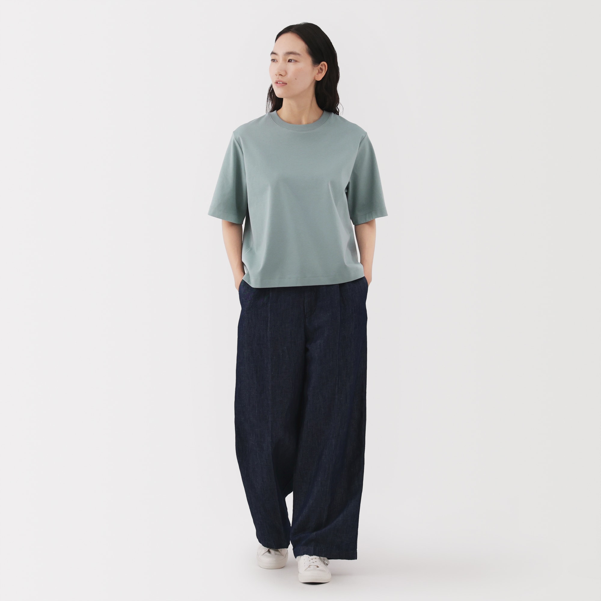 婦人　涼感ＵＶカットクルーネックワイド半袖Ｔシャツ