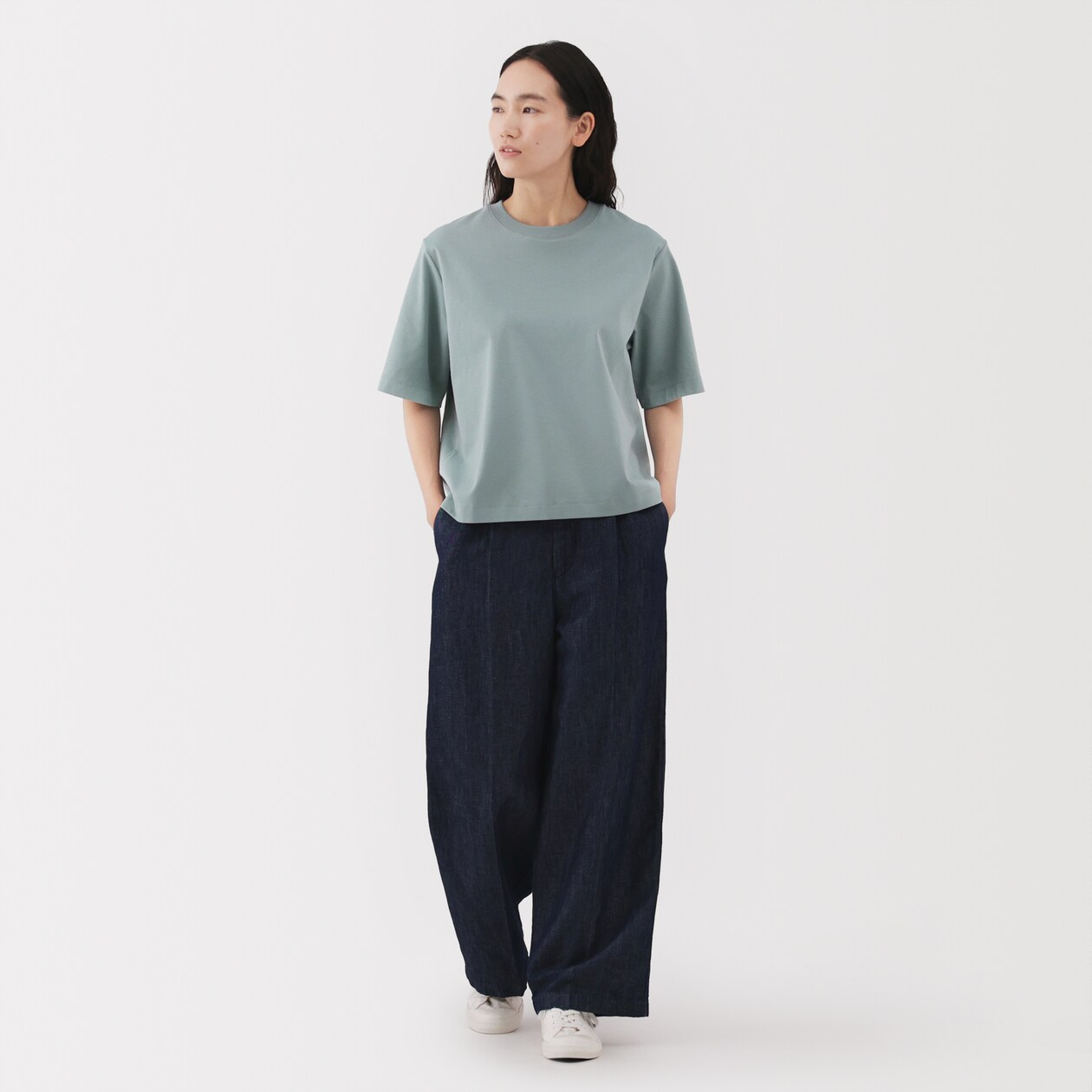婦人　涼感ＵＶカットクルーネックワイド半袖Ｔシャツ
