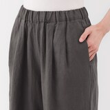 婦人　リネン　洗いざらしイージーワイドパンツ