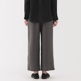 婦人　リネン　洗いざらしイージーワイドパンツ