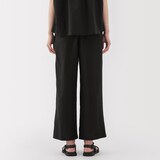 婦人　リネン　洗いざらしイージーワイドパンツ