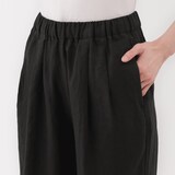 婦人　リネン　洗いざらしイージーワイドパンツ