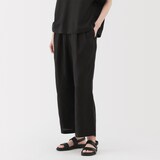 婦人　リネン　洗いざらしイージーワイドパンツ