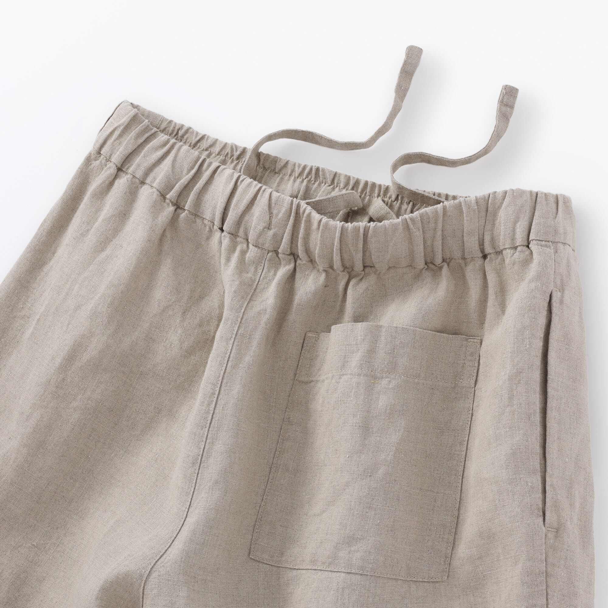 婦人　リネン　洗いざらしイージーワイドパンツ