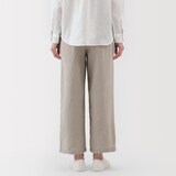 婦人　リネン　洗いざらしイージーワイドパンツ