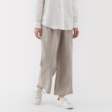 婦人　リネン　洗いざらしイージーワイドパンツ