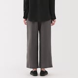 婦人　リネン　洗いざらしイージーワイドパンツ