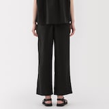 婦人　リネン　洗いざらしイージーワイドパンツ