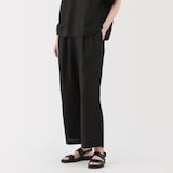 婦人　リネン　洗いざらしイージーワイドパンツ