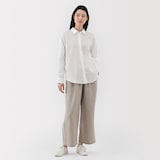 婦人　リネン　洗いざらしイージーワイドパンツ