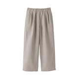 婦人　リネン　洗いざらしイージーワイドパンツ