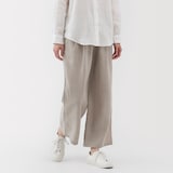 婦人　リネン　洗いざらしイージーワイドパンツ