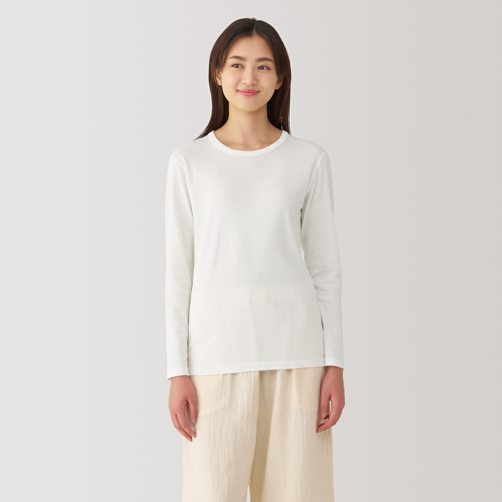 婦人 あったか綿 厚手 クルーネック長袖Tシャツ | 無印良品