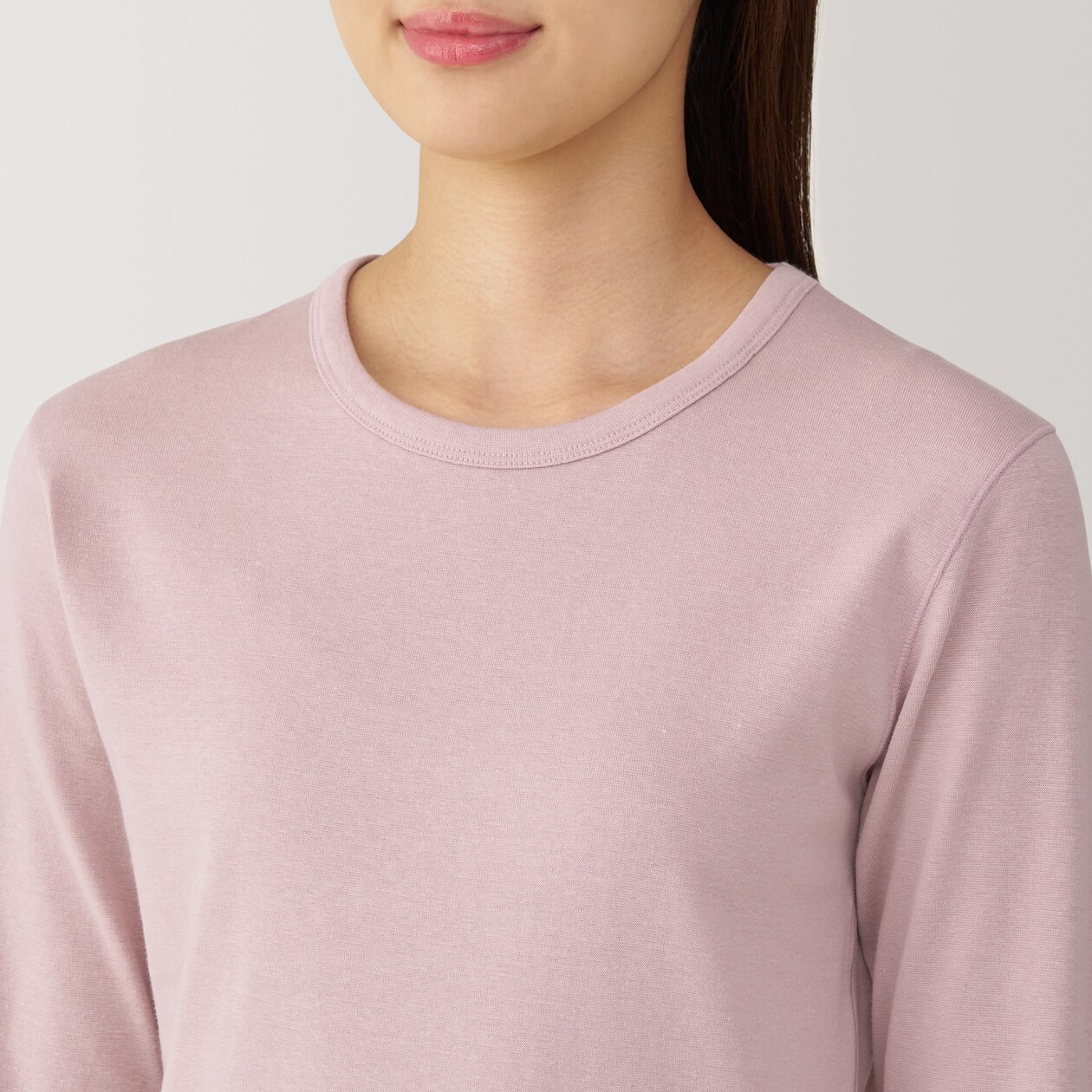 婦人　あったか綿　厚手　クルーネック長袖Ｔシャツ