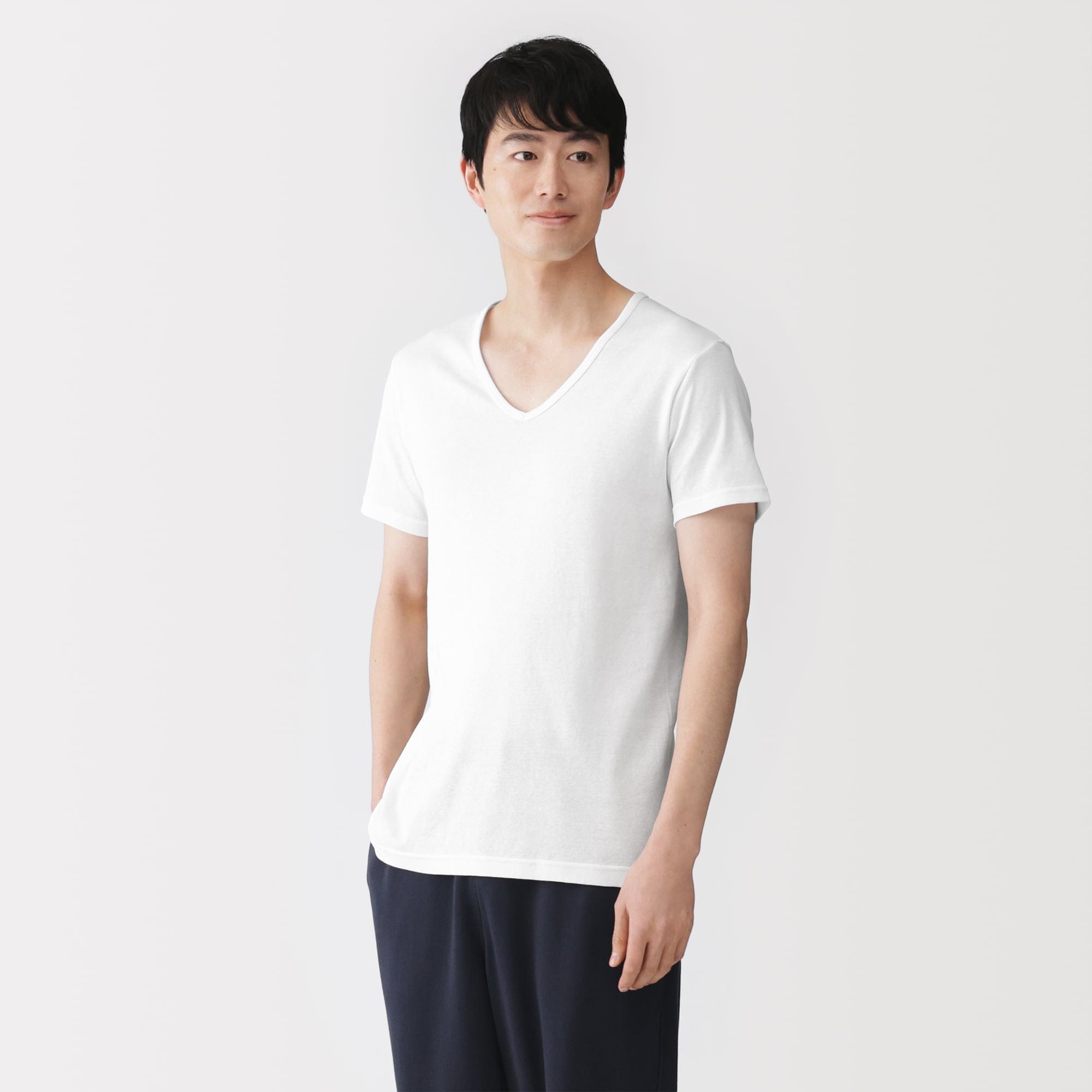 紳士 さらっと綿 Vネック半袖Tシャツ | 無印良品