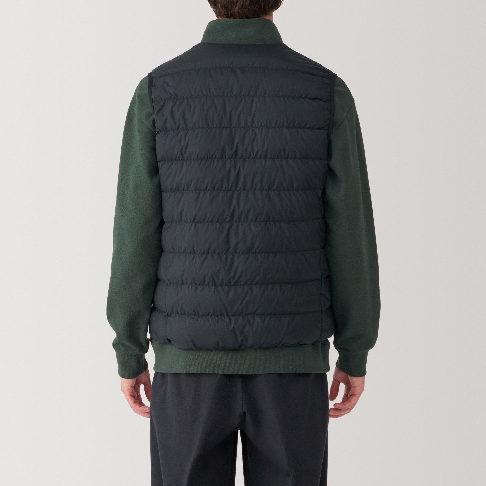 紳士　軽量ダウンノーカラーベスト（帯電防止裏地）