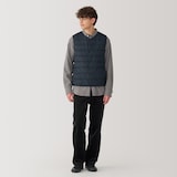 紳士　軽量ダウンノーカラーベスト（帯電防止裏地）