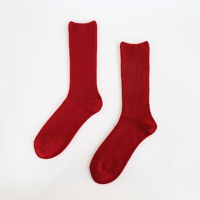 ［ＩＤＥＥ］Ｃａｓｈｍｅｒｅ　Ｓｏｃｋｓ　Ｒｅｄ　Ｌサイズ