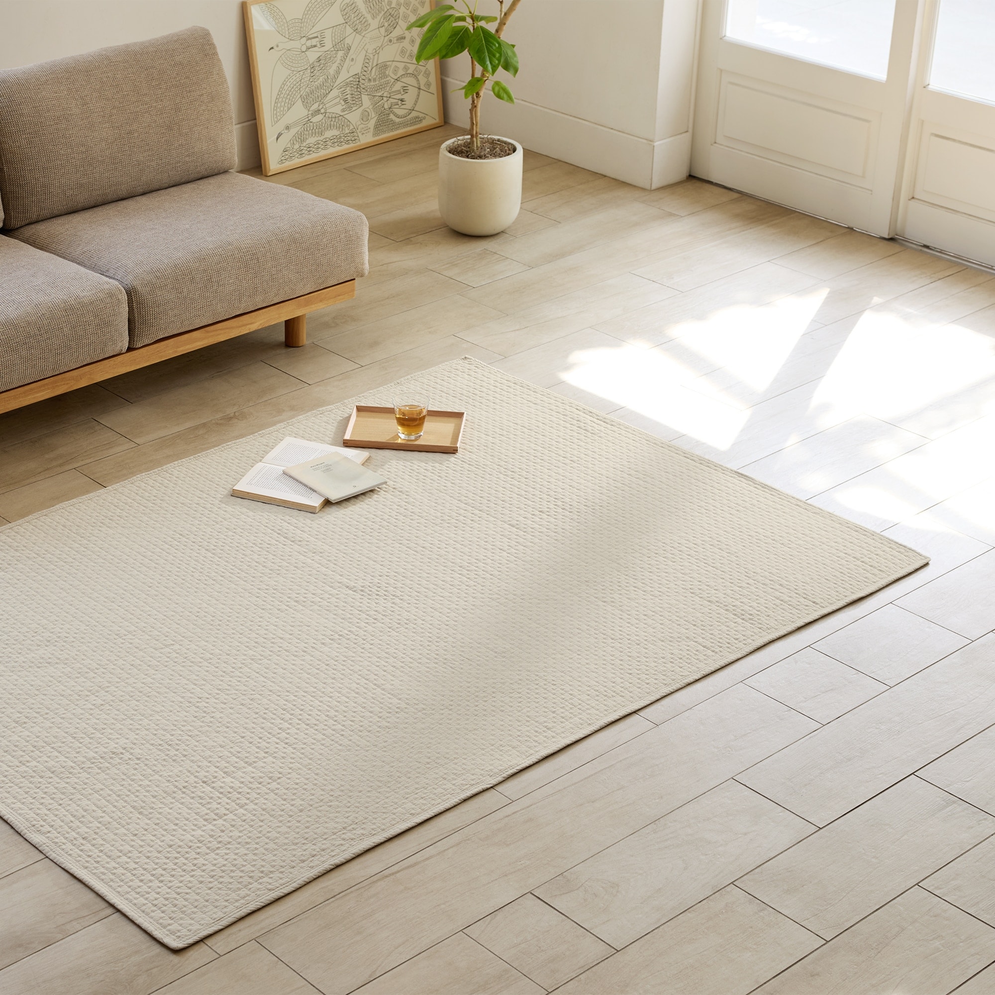 洗いざらしの綿キルティングラグ | 無印良品