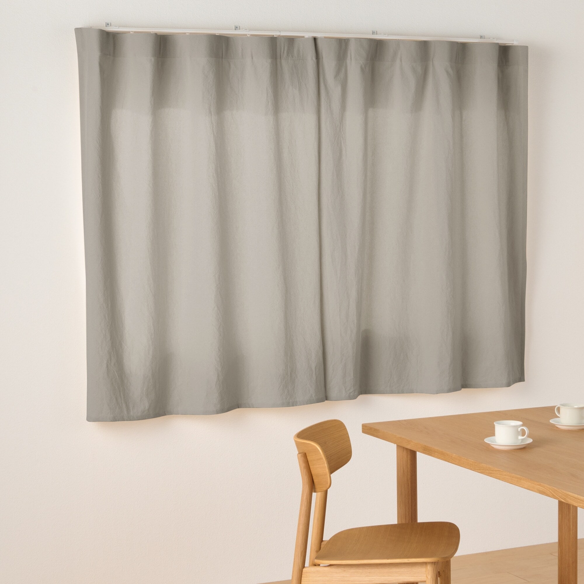 送料別◆無印良品　ノンプリーツカーテン　綿洗いざらし平織　2枚セット＋タッセル１ 綿洗いざらし平織ノンプリーツカーテン／生成 | 無印良品