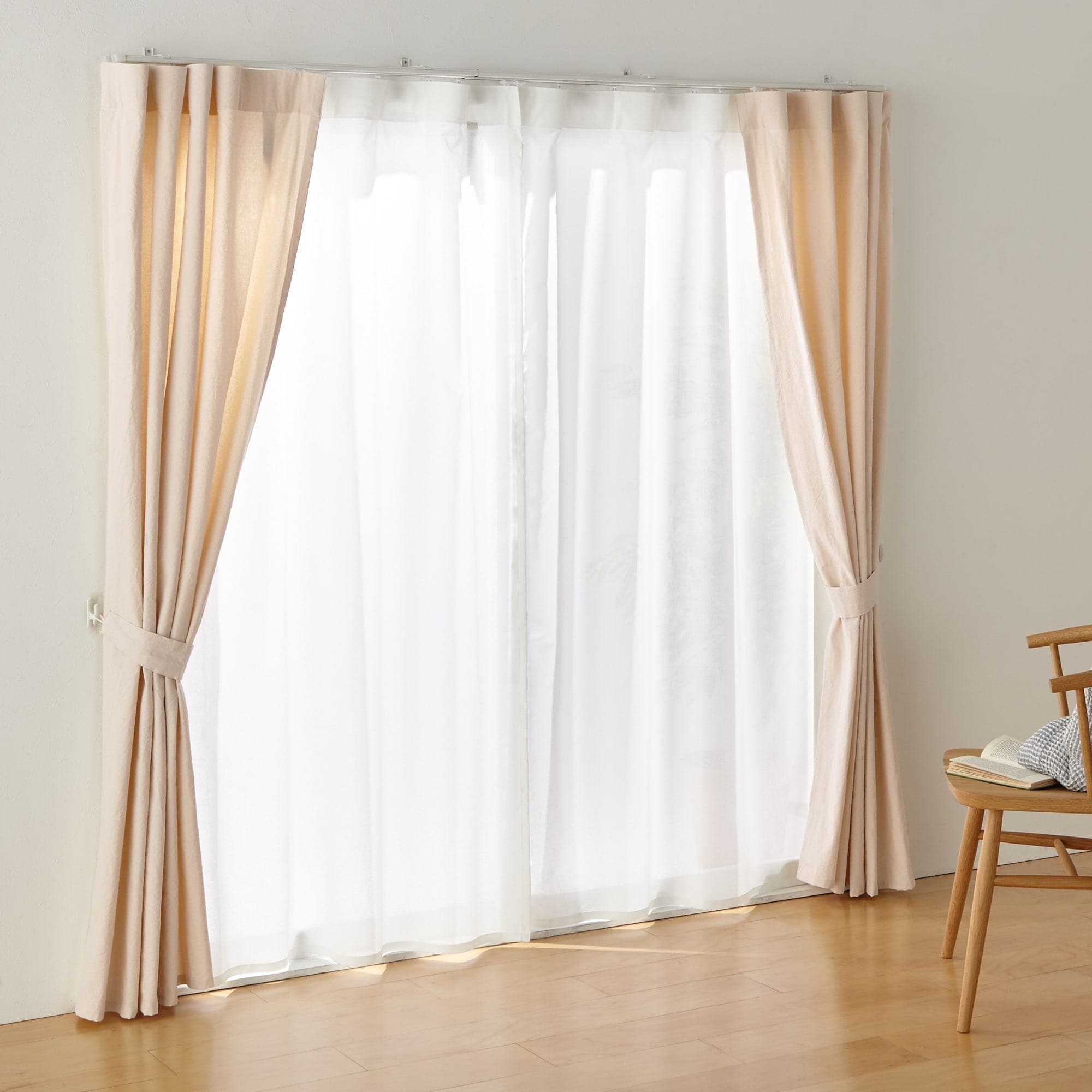 防カビ　ポリエステルノンプリーツレースカーテン