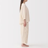 婦人　ふんわりしぼガーゼ　八分袖ルームウェアセット