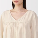 婦人　ふんわりしぼガーゼ　八分袖ルームウェアセット