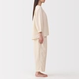 婦人　ふんわりしぼガーゼ　八分袖ルームウェアセット