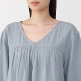 婦人　ふんわりしぼガーゼ　八分袖ルームウェアセット