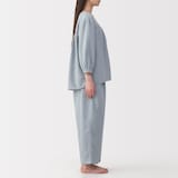 婦人　ふんわりしぼガーゼ　八分袖ルームウェアセット