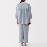 婦人　ふんわりしぼガーゼ　八分袖ルームウェアセット