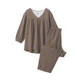 婦人　ふんわりしぼガーゼ　八分袖ルームウェアセット