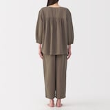 婦人　ふんわりしぼガーゼ　八分袖ルームウェアセット