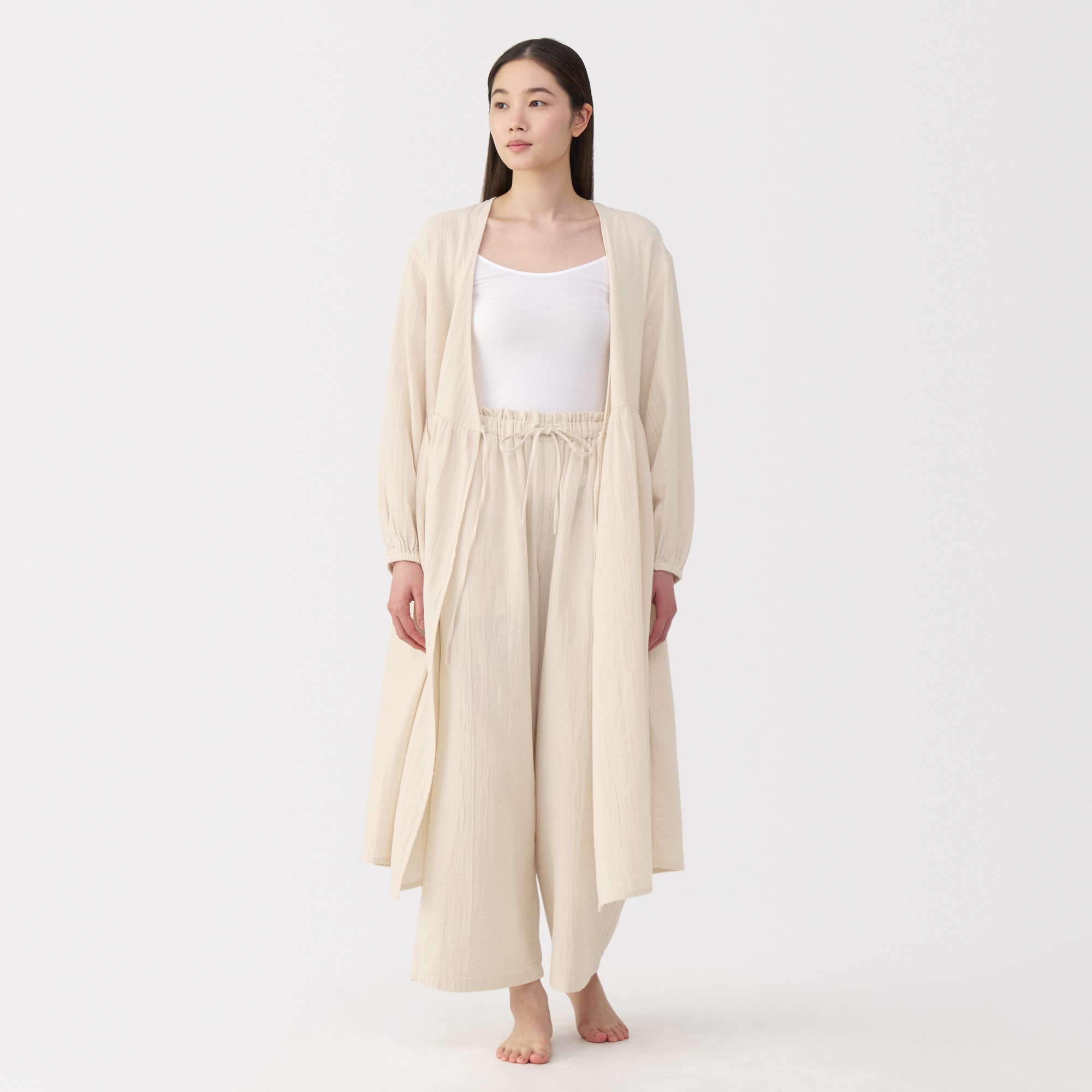 無印良品／大きいサイズXL／婦人　ふんわりしぼガーゼパジャマピンクとで2点 無印良品／大きいサイズXL／婦人 ふんわりしぼガーゼパジャマ