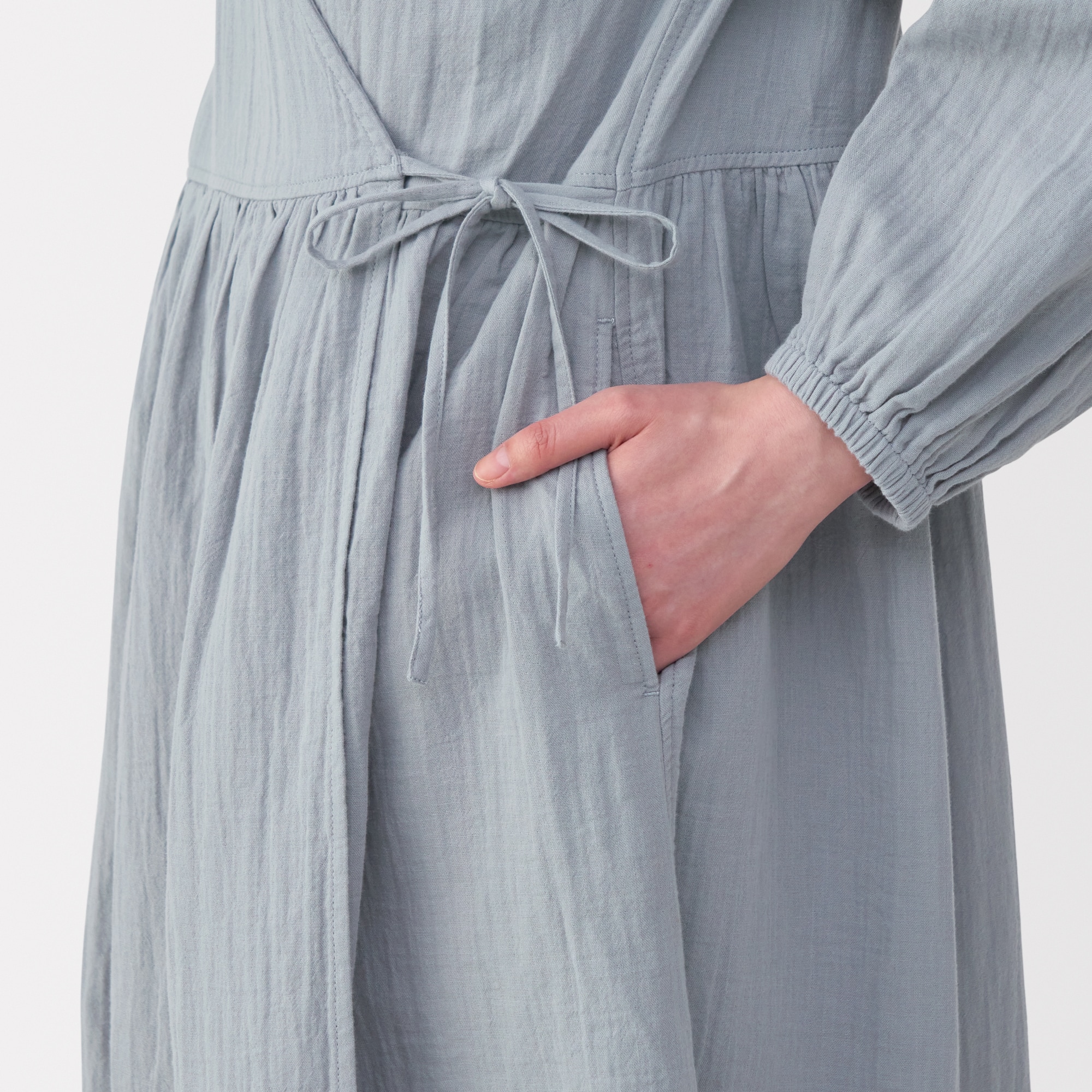 婦人　ふんわりしぼガーゼ　ロングカーディガン