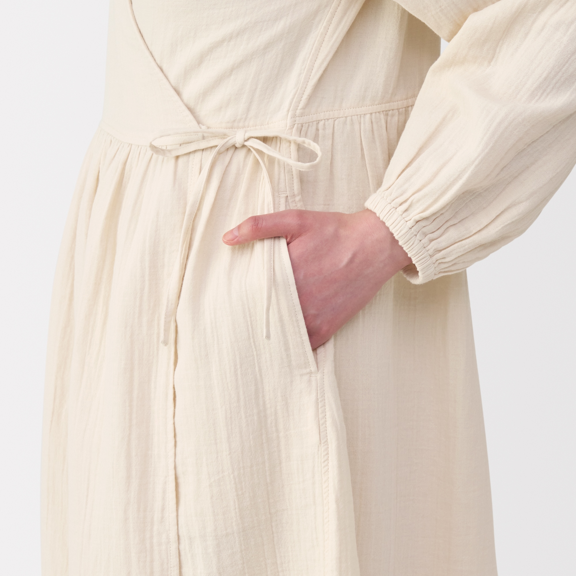 婦人　ふんわりしぼガーゼ　ロングカーディガン