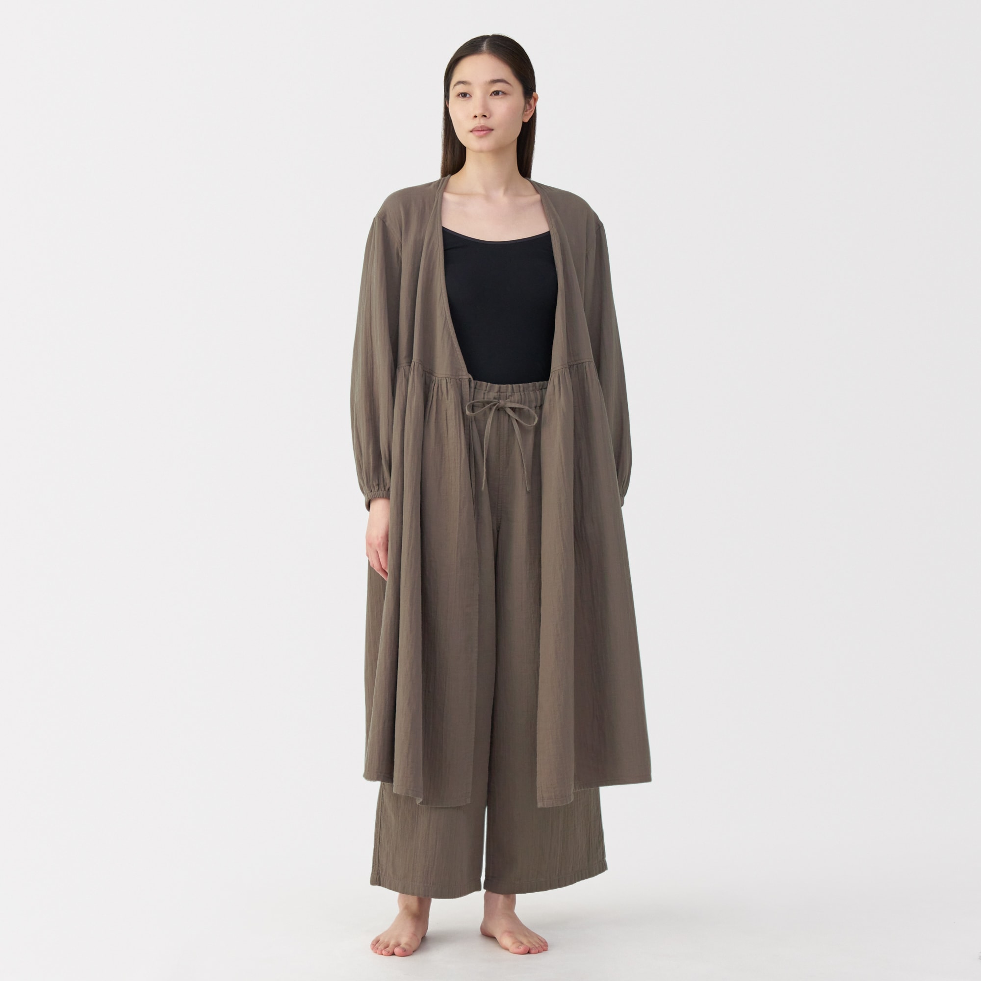 婦人 ふんわりしぼガーゼ ロングカーディガン | 無印良品