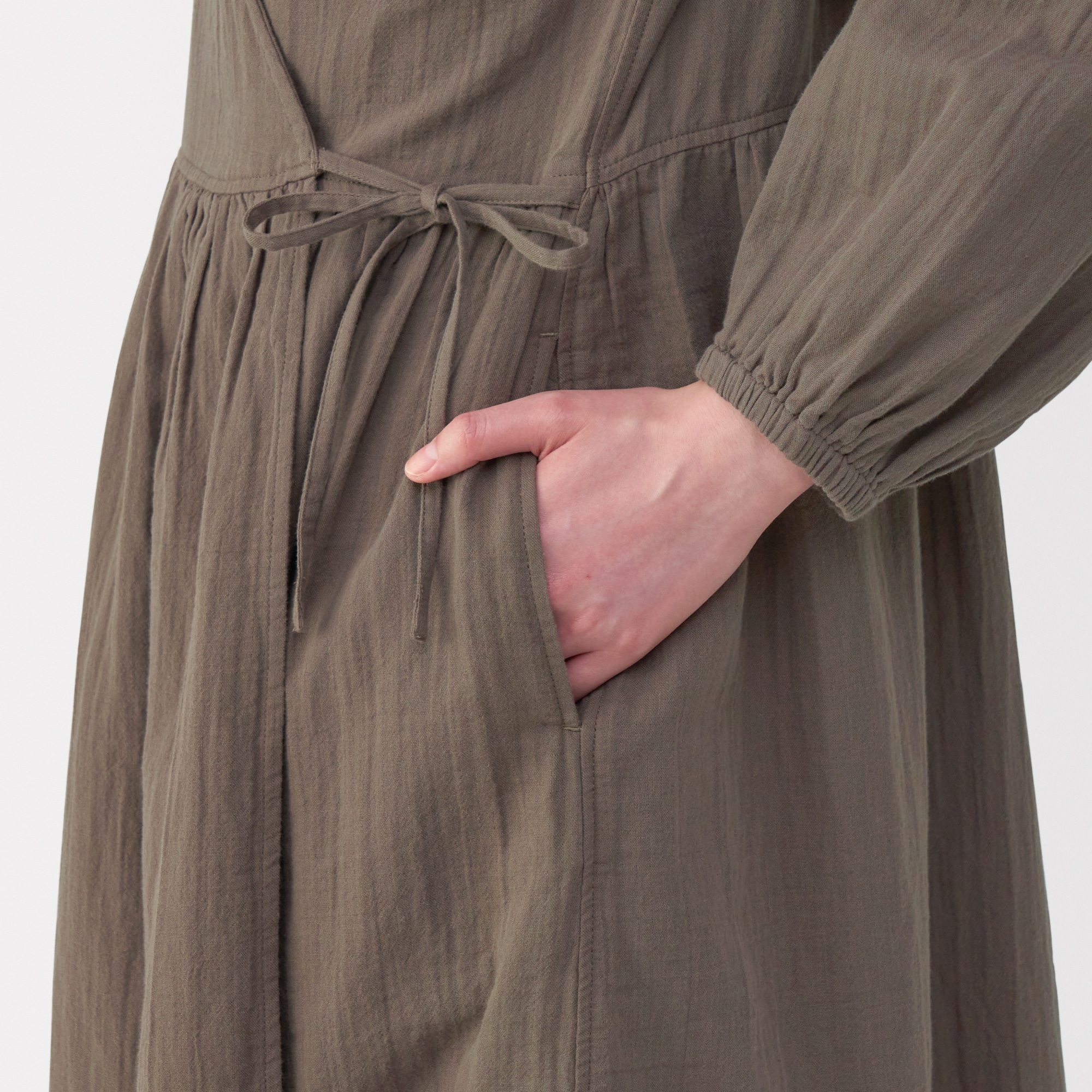 婦人　ふんわりしぼガーゼ　ロングカーディガン