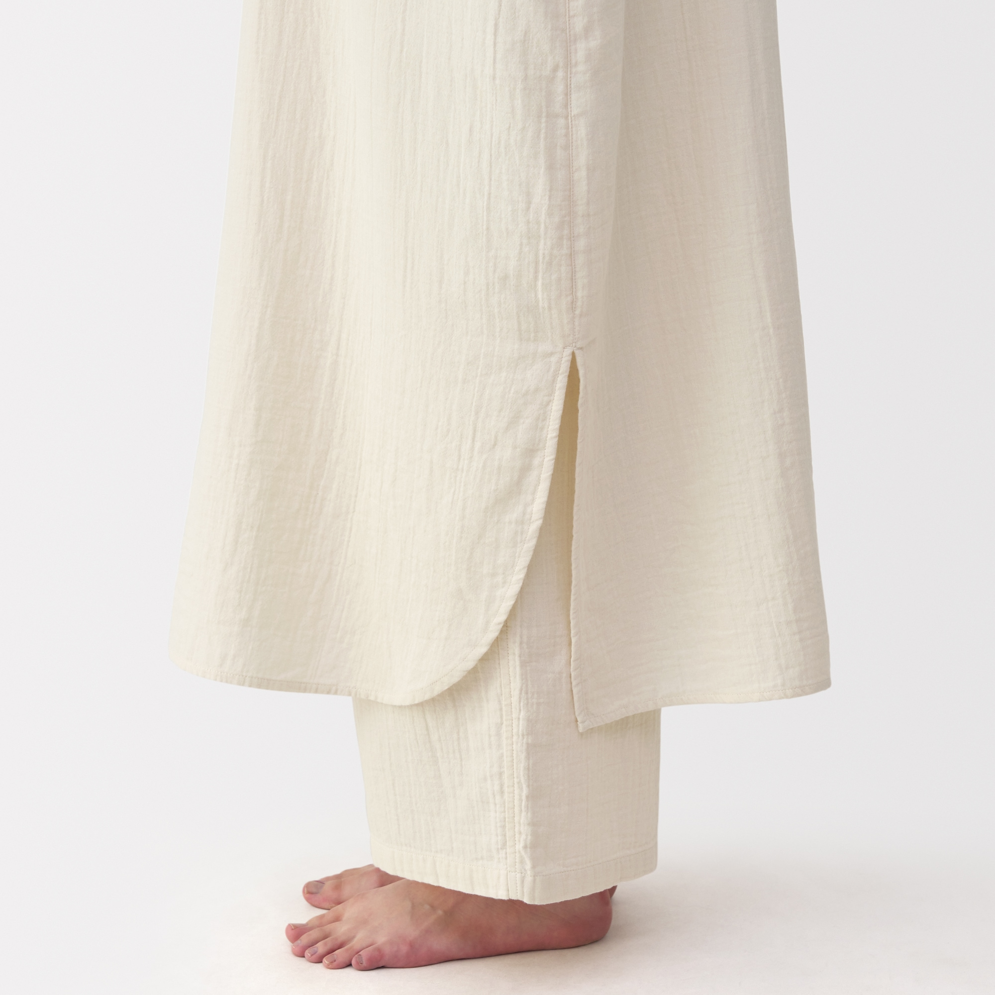 婦人　ふんわりしぼガーゼ　ロングワンピース