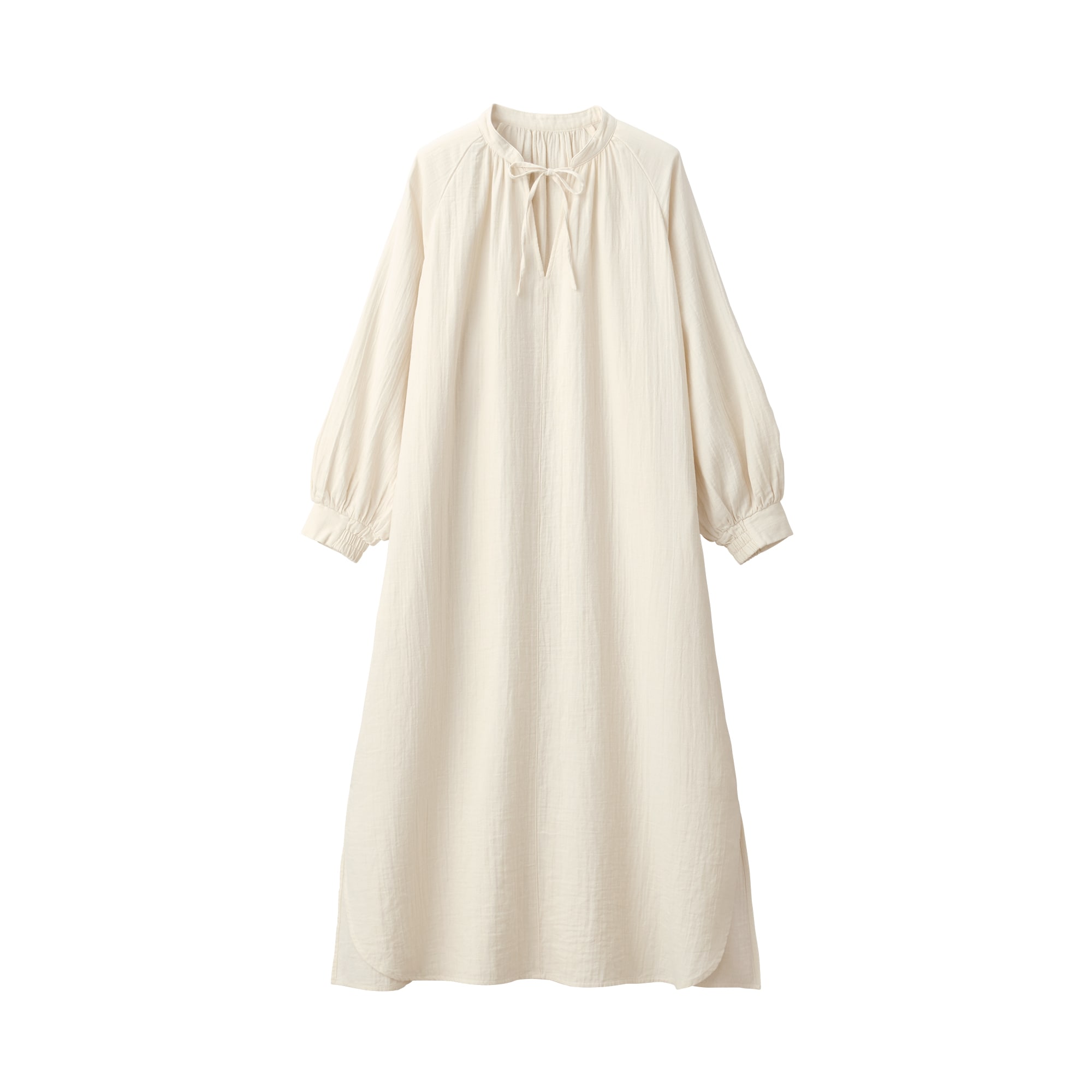 婦人　ふんわりしぼガーゼ　ロングワンピース