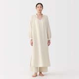 婦人　ふんわりしぼガーゼ　ロングワンピース