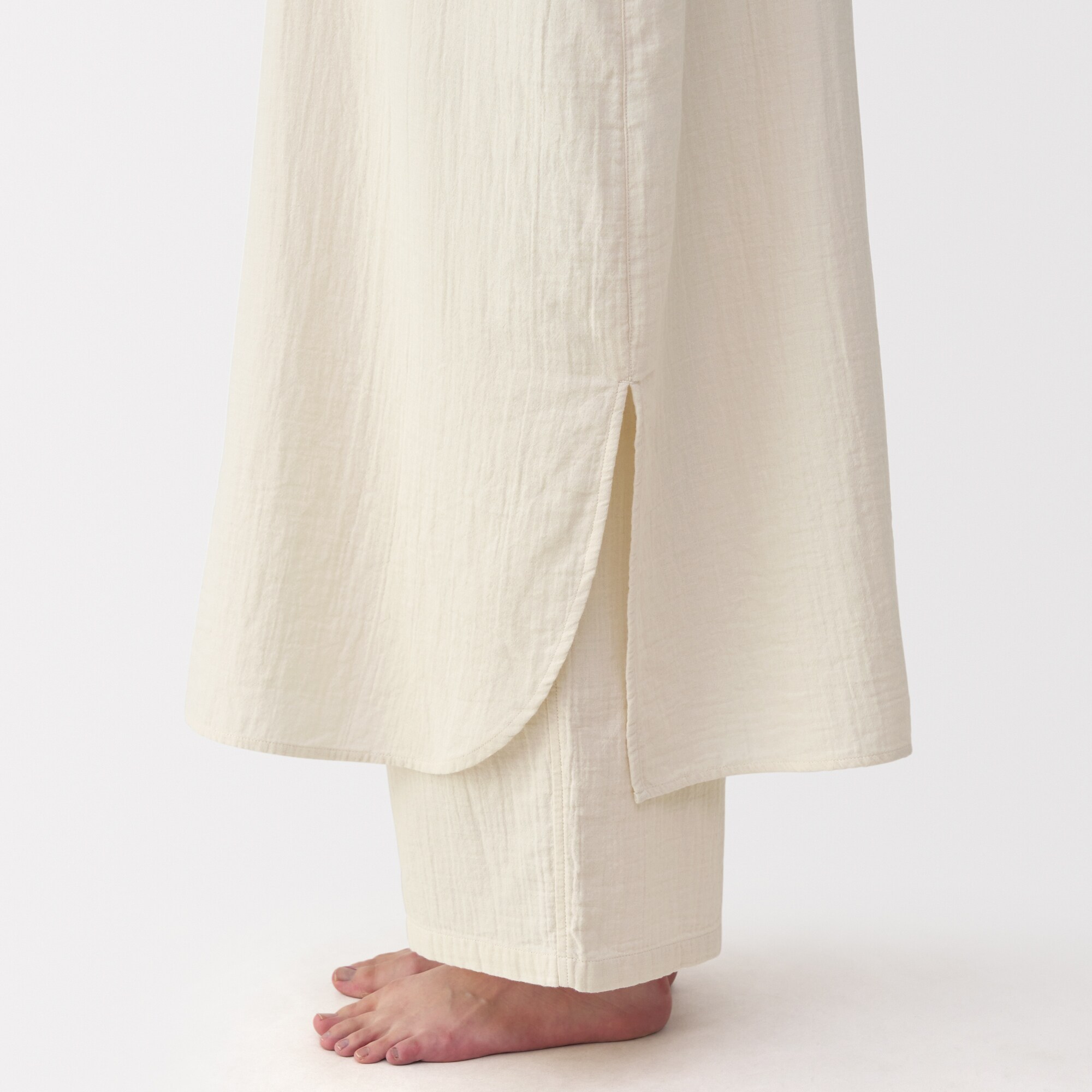 婦人　ふんわりしぼガーゼ　ロングワンピース