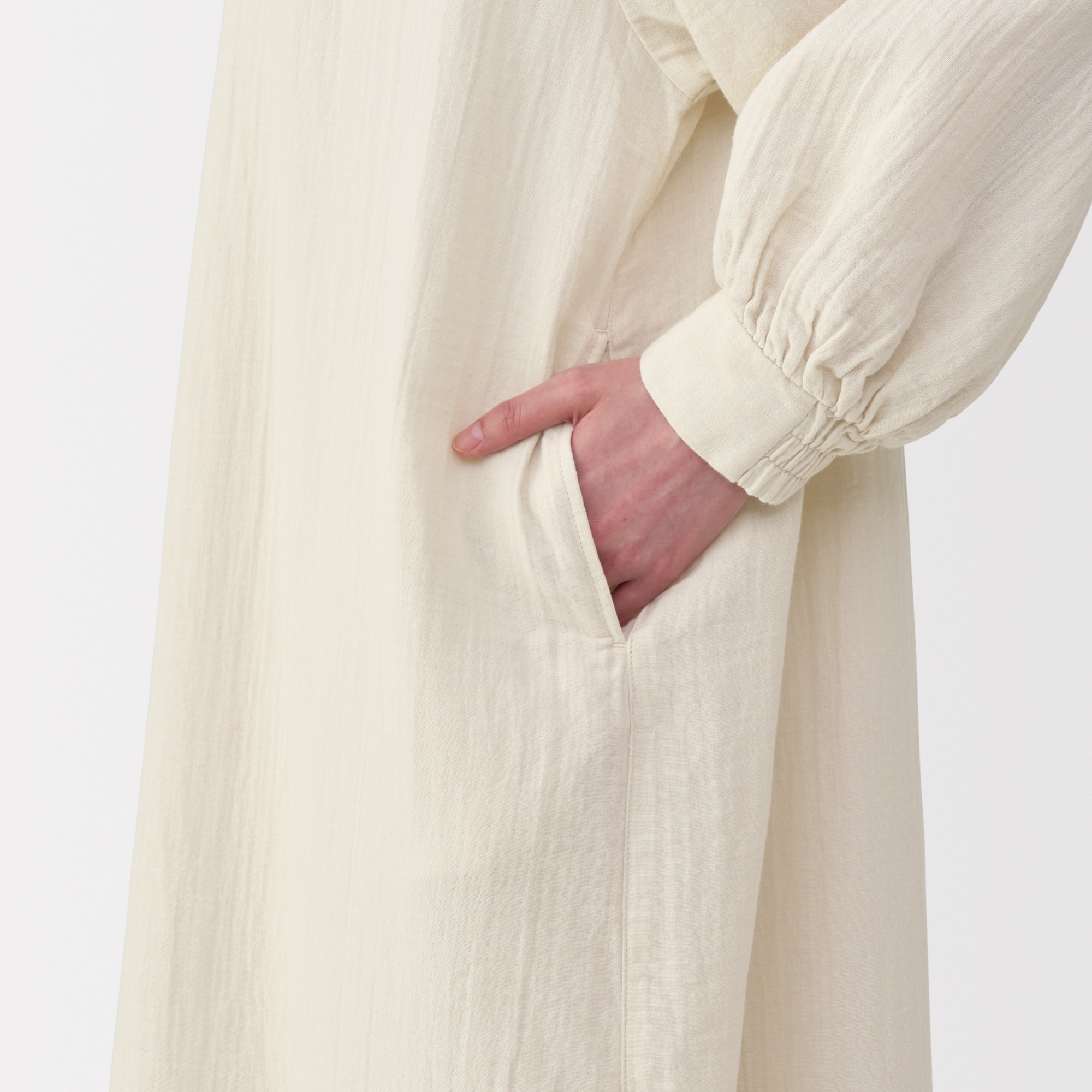 婦人　ふんわりしぼガーゼ　ロングワンピース