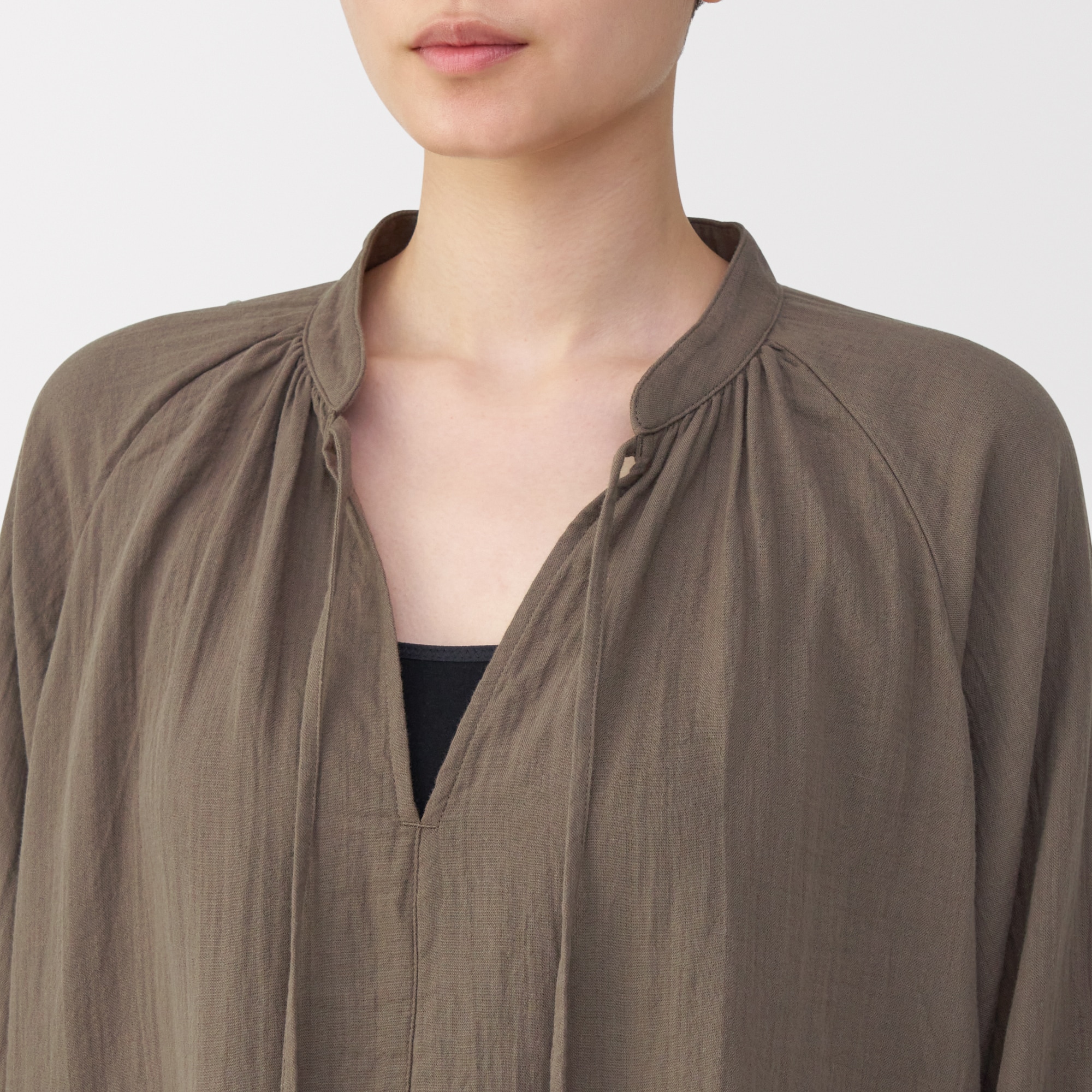 婦人　ふんわりしぼガーゼ　ロングワンピース