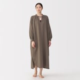 婦人　ふんわりしぼガーゼ　ロングワンピース