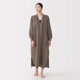 婦人　ふんわりしぼガーゼ　ロングワンピース